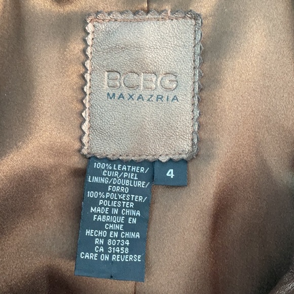 BCBGMaxAzria Leather Metallic Coat Size 4 - Picture 10 of 11